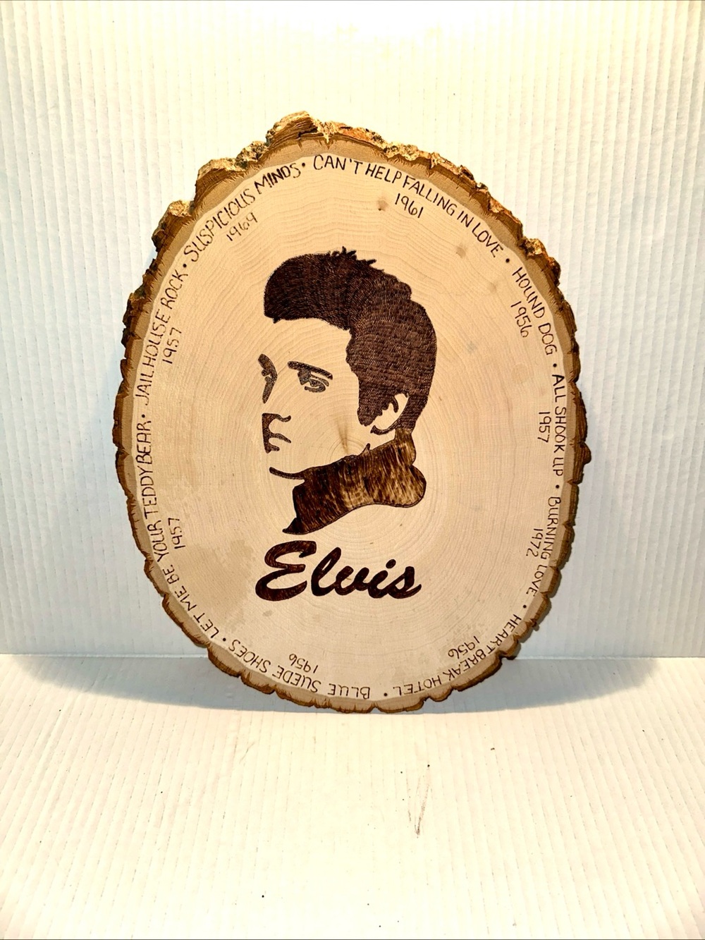 Elvis Wood Burned Art Hanging Plaque - Natural Wood Tone 11x 14